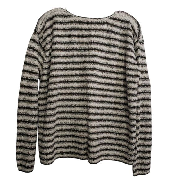 Reba Rose Women's XL Black and White Striped Button Front Cardigan Sweater - Picture 2 of 8